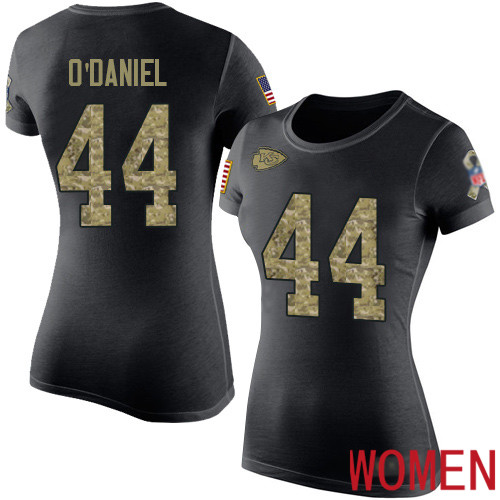 Women Kansas City Chiefs #44 ODaniel Dorian Black Camo Salute to Service NFL T Shirt